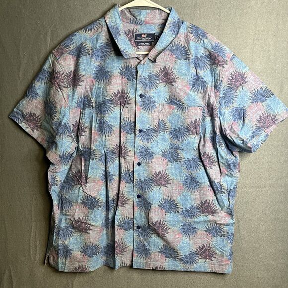 Vineyard Vines Cabana Button Up Shirt Mens‎ XL Extra Large Blue Floral Spandex - Picture 1 of 8